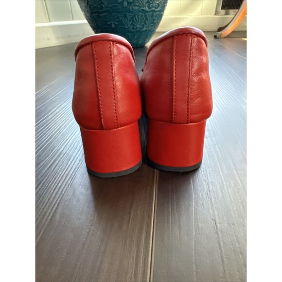 Anthropologie Seychelles Red Leather Round Toe Block Heel Sz 7 - Picture 4 of 5